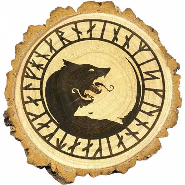 Yin Yang Wolf - Wooden Altar Slice